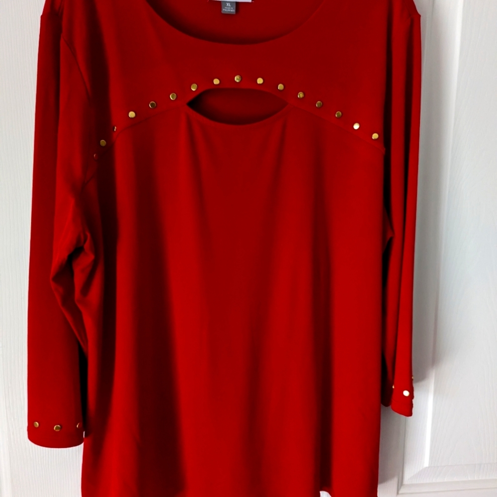 JM Collection Red Blouse